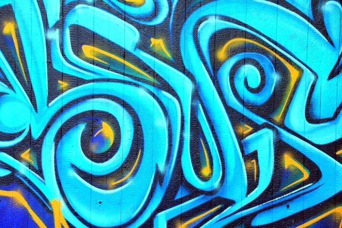 Ein Graffiti in Blautönen